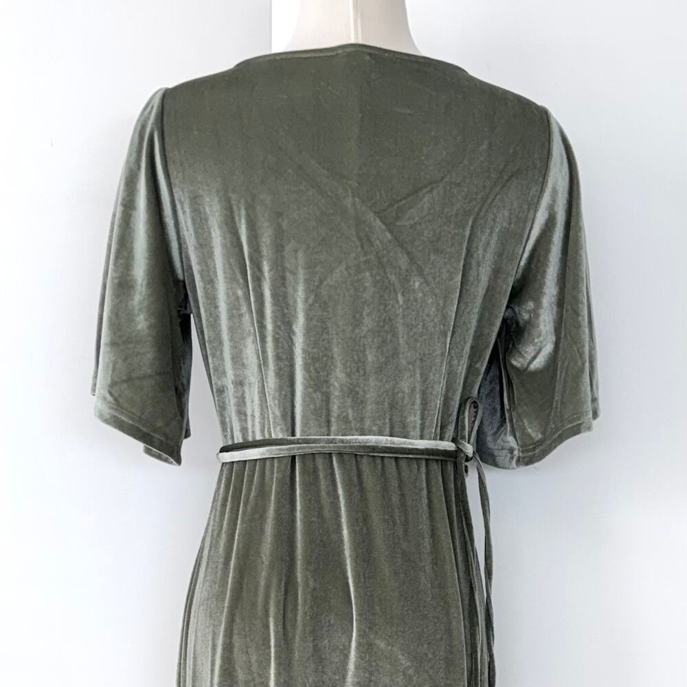 Baltic Born Meghan Velvet Wrap Maxi Dress Sage Green Short Bell Sleeves L NWT - Picture 9 of 13